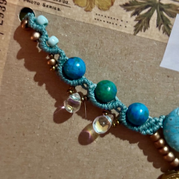 Turquoise and Gold Beaded Necklace - Picture 6 of 7